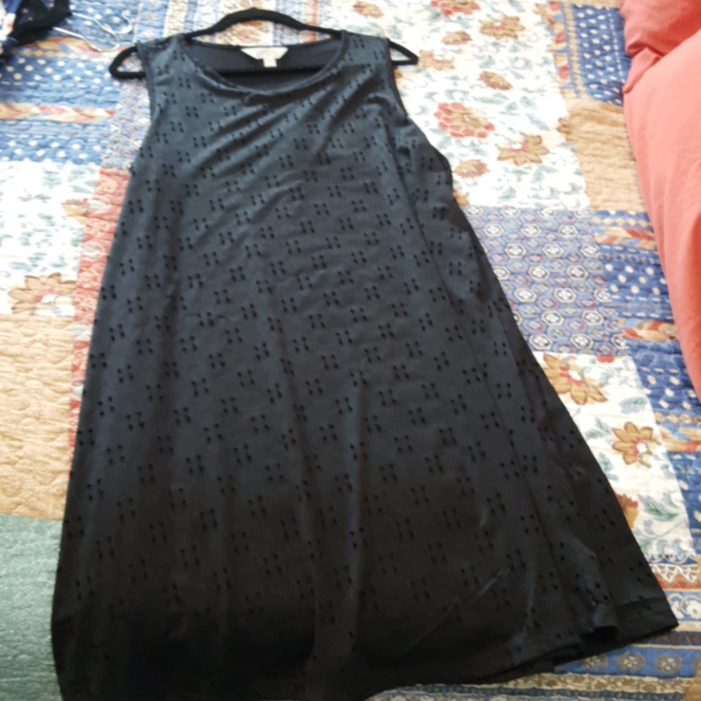 Black Eyelet stretch knit tank dress 1X